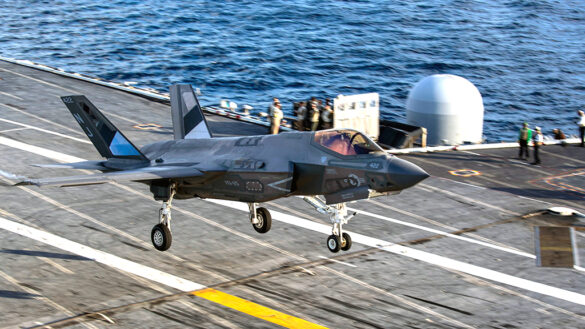 F-35C VX-9 Vampires with reflective mirror stealth coating and visible tail insignia