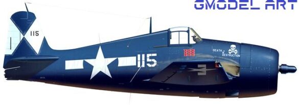 Eduard 1/48 F6F-5 Hellcat “White 115” parked on US Navy carrier deck diorama – folded wings and weathered WWII carrier fighter scene