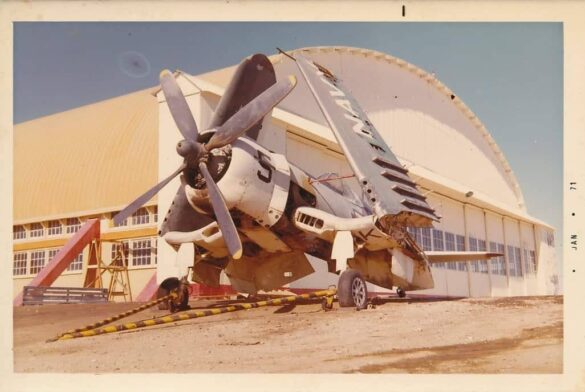 FB_IMG_1662481048216 F4U-4 Corsair NAS Olathe”, “Light Gull Gray scheme”, “Corsair restoration reference”.