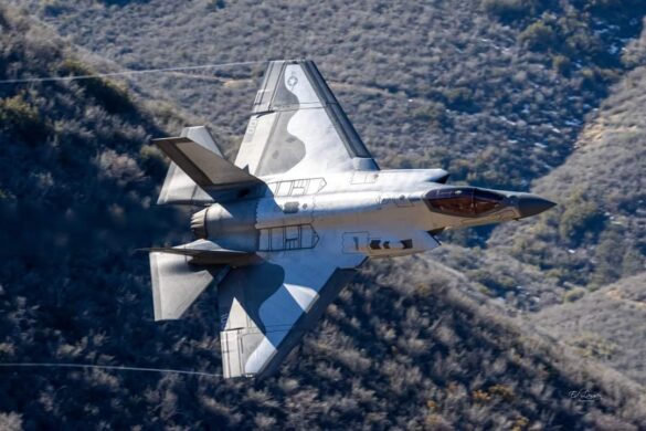 F-35C VX-9 Vampires with reflective mirror stealth coating and visible tail insignia