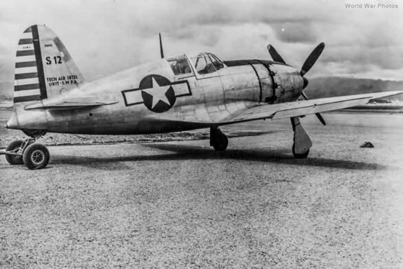 Scale model of the Mitsubishi J2M3 Raiden in 1/48, painted in American markings with heavy weathering.