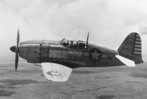 Captured Mitsubishi J2M3 Raiden in USAAF markings parked at Clark Field, Philippines, 1945.
