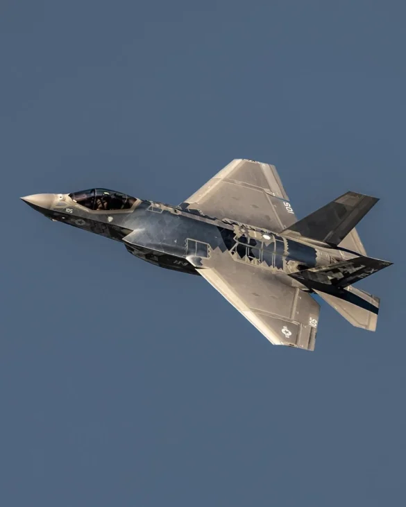 F-35C VX-9 Vampires with reflective mirror stealth coating and visible tail insignia