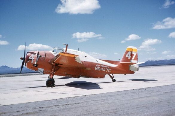 TBM Avenger Spray Plane – WWII Bomber Converted for Farming and Firefighting TBM Avenger firebomber in flight over forest fire zone – Canada, 1970s Converted TBM Avenger crop duster with yellow-red livery parked at rural airstrip Underside view of TBM with spray booms installed under wings Scale model of TBM Avenger spray plane with belly tank and weathered finish