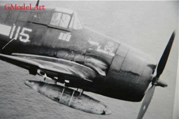 Eduard 1/48 F6F-5 Hellcat “White 115” parked on US Navy carrier deck diorama – folded wings and weathered WWII carrier fighter scene