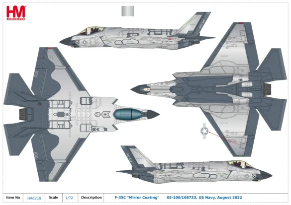 F-35C VX-9 Vampires with reflective mirror stealth coating and visible tail insignia