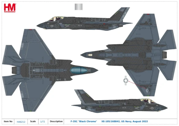 F-35C VX-9 Vampires with reflective mirror stealth coating and visible tail insignia