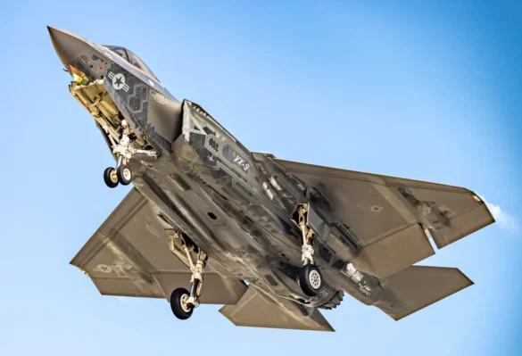 F-35C VX-9 Vampires with reflective mirror stealth coating and visible tail insignia