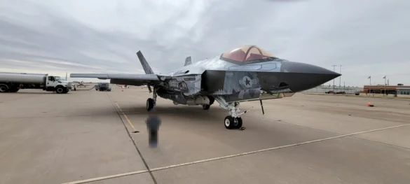 F-35C VX-9 Vampires with reflective mirror stealth coating and visible tail insignia