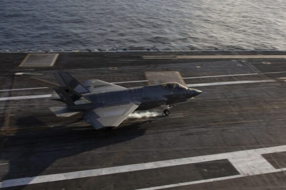 F-35C VX-9 Vampires with reflective mirror stealth coating and visible tail insignia