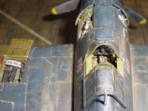 Eduard 1/48 F6F-5 Hellcat “White 115” parked on US Navy carrier deck diorama – folded wings and weathered WWII carrier fighter scene