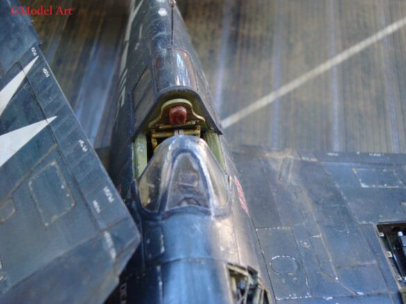 Eduard 1/48 F6F-5 Hellcat “White 115” parked on US Navy carrier deck diorama – folded wings and weathered WWII carrier fighter scene