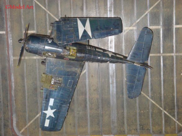 Eduard 1/48 F6F-5 Hellcat “White 115” parked on US Navy carrier deck diorama – folded wings and weathered WWII carrier fighter scene