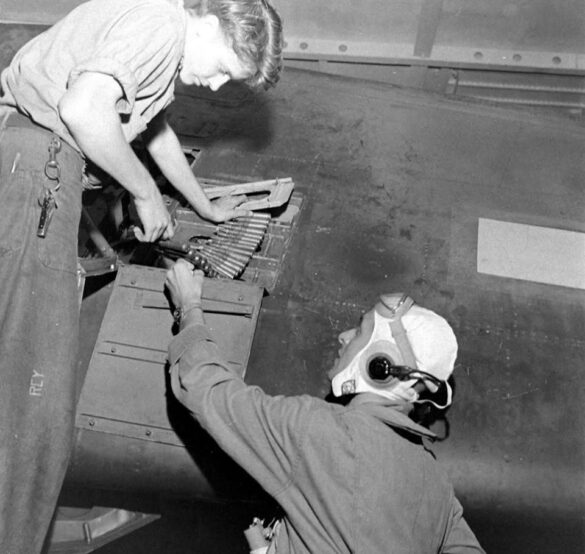 F6F Hellcat – Air Group 16 USS Lexington (CV-16) F6F-3 Hellcat Air Group 16 in tricolor variant aboard USS Lexington CV-16 with pilots before the mission