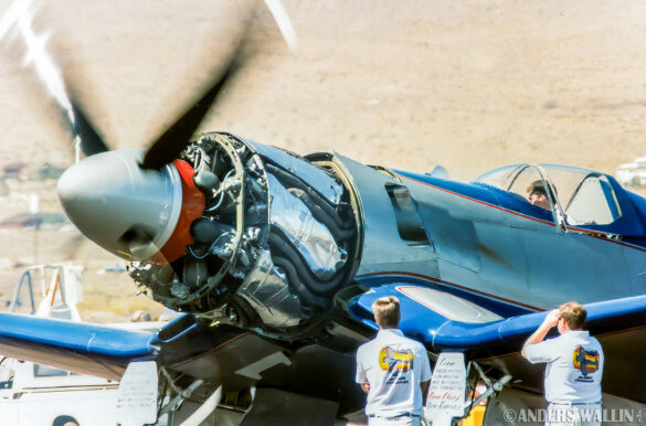 F4U Super Corsair Budweiser Light 1 Reno Air Races N31518 F4U Super Corsair Budweiser Light 1 N31518 racing at Reno Air Races at high speed