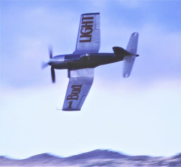 F4U Super Corsair Budweiser Light 1 Reno Air Races N31518 F4U Super Corsair Budweiser Light 1 N31518 racing at Reno Air Races at high speed