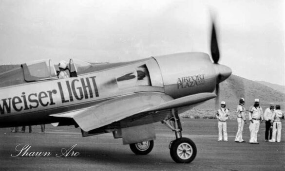 F4U Super Corsair Budweiser Light 1 Reno Air Races N31518 F4U Super Corsair Budweiser Light 1 N31518 racing at Reno Air Races at high speed