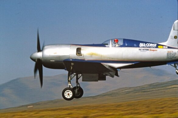 F4U Super Corsair Budweiser Light 1 Reno Air Races N31518 F4U Super Corsair Budweiser Light 1 N31518 racing at Reno Air Races at high speed