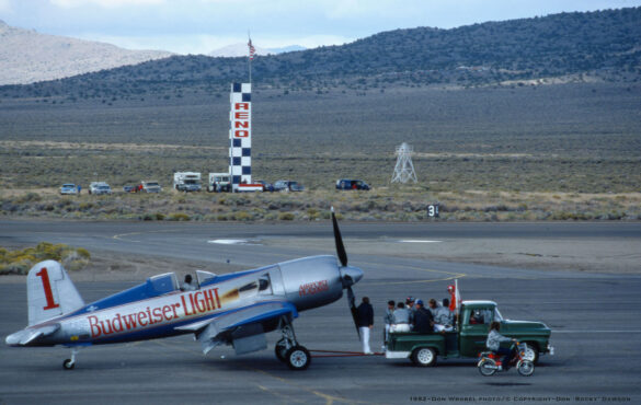 F4U Super Corsair Budweiser Light 1 Reno Air Races N31518 F4U Super Corsair Budweiser Light 1 N31518 racing at Reno Air Races at high speed