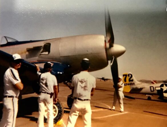 F4U Super Corsair Budweiser Light 1 Reno Air Races N31518 F4U Super Corsair Budweiser Light 1 N31518 racing at Reno Air Races at high speed