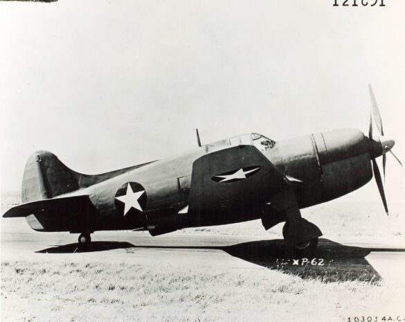 Curtiss XP-60E experimental fighter with contra rotating propellers