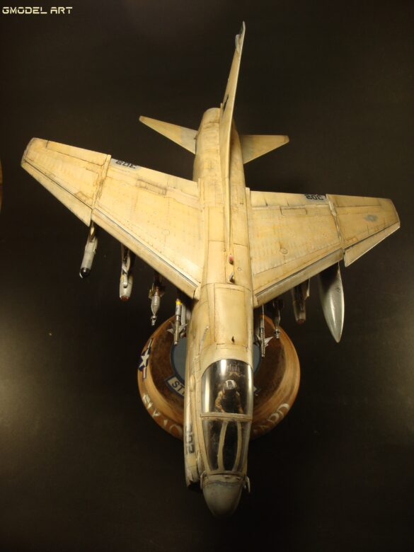 Scale model of Vought A-7E Corsair II VA-37 in rare desert camouflage during Gulf War transition, 1989-1990