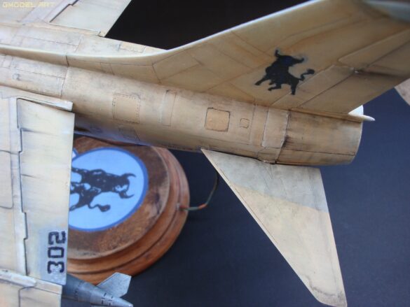 Scale model of Vought A-7E Corsair II VA-37 in rare desert camouflage during Gulf War transition, 1989-1990