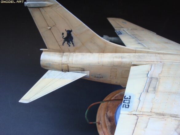 Scale model of Vought A-7E Corsair II VA-37 in rare desert camouflage during Gulf War transition, 1989-1990