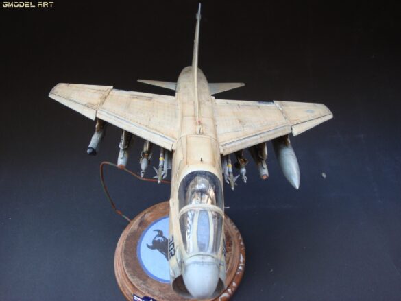 Scale model of Vought A-7E Corsair II VA-37 in rare desert camouflage during Gulf War transition, 1989-1990