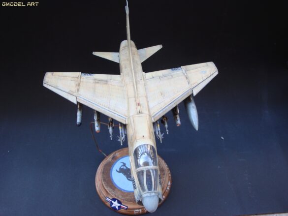 Scale model of Vought A-7E Corsair II VA-37 in rare desert camouflage during Gulf War transition, 1989-1990