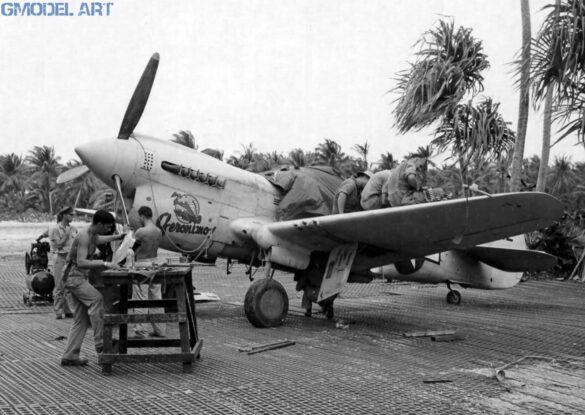 P-40N Warhawk of the 45th Fighter Squadron at Nanumea airfield in the Gilbert Islands, 1943