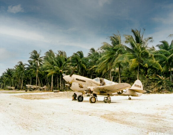 P-40N Warhawk of the 45th Fighter Squadron at Nanumea airfield in the Gilbert Islands, 1943