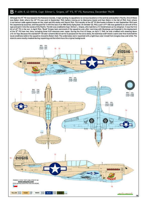 P-40N Warhawk coral sand camouflage scheme used in the Pacific islands during WWII