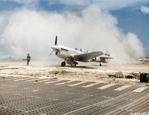 P-40N Warhawk of the 45th Fighter Squadron at Nanumea airfield in the Gilbert Islands, 1943