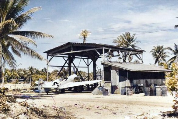 P-40N Warhawk of the 45th Fighter Squadron at Nanumea airfield in the Gilbert Islands, 1943