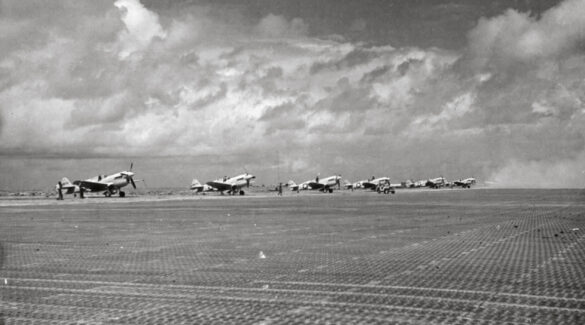 Nanumea airfield coral runway in the Gilbert Islands during World War II