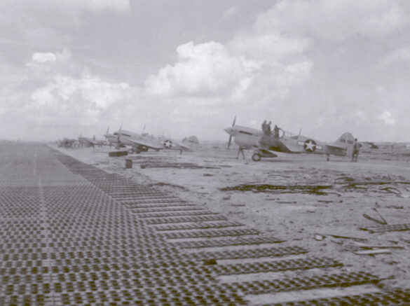 Nanumea airfield coral runway in the Gilbert Islands during World War II