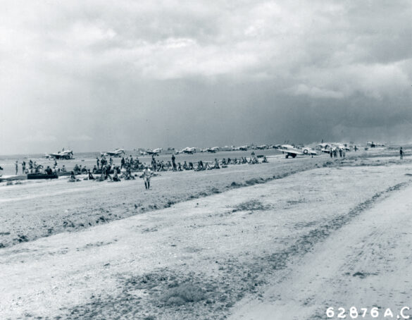 Nanumea airfield coral runway in the Gilbert Islands during World War II