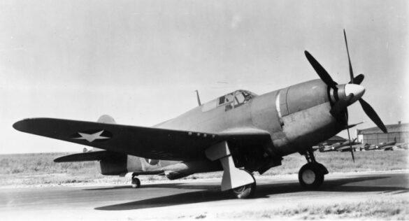 Curtiss XP-60E experimental fighter with contra rotating propellers