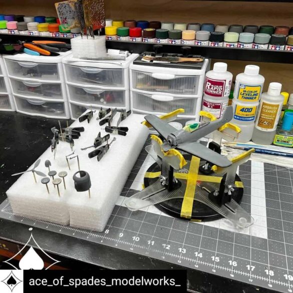 Modeling as Psychotherapy Scale Model Workspace Modeling as Psychotherapy scale model building workspace with tools and aircraft kit