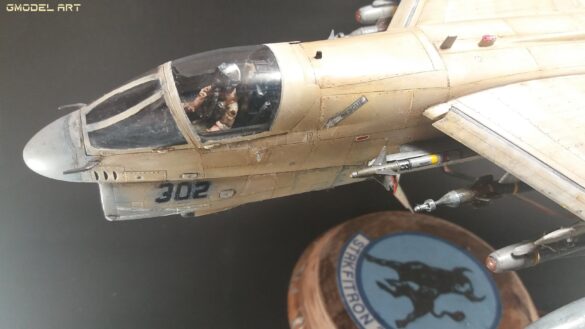 Scale model of Vought A-7E Corsair II VA-37 in rare desert camouflage during Gulf War transition, 1989-1990