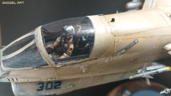 Scale model of Vought A-7E Corsair II VA-37 in rare desert camouflage during Gulf War transition, 1989-1990
