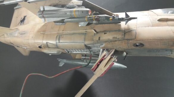 Scale model of Vought A-7E Corsair II VA-37 in rare desert camouflage during Gulf War transition, 1989-1990