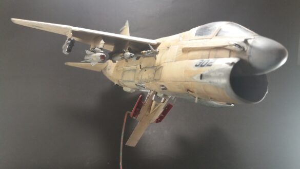 Scale model of Vought A-7E Corsair II VA-37 in rare desert camouflage during Gulf War transition, 1989-1990