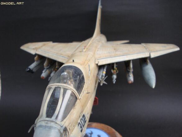 Scale model of Vought A-7E Corsair II VA-37 in rare desert camouflage during Gulf War transition, 1989-1990