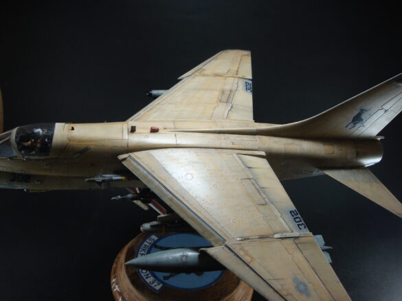 Scale model of Vought A-7E Corsair II VA-37 in rare desert camouflage during Gulf War transition, 1989-1990