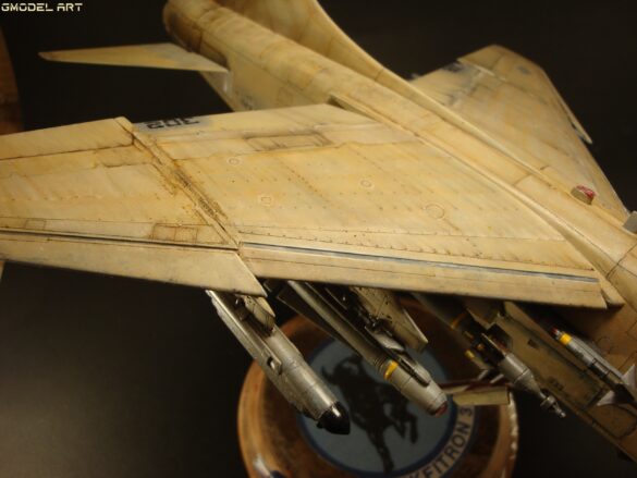 Scale model of Vought A-7E Corsair II VA-37 in rare desert camouflage during Gulf War transition, 1989-1990