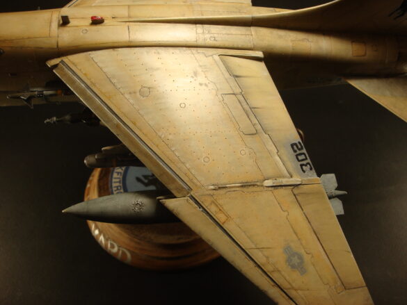 Scale model of Vought A-7E Corsair II VA-37 in rare desert camouflage during Gulf War transition, 1989-1990