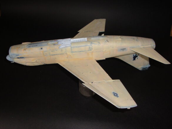 Scale model of Vought A-7E Corsair II VA-37 in rare desert camouflage during Gulf War transition, 1989-1990