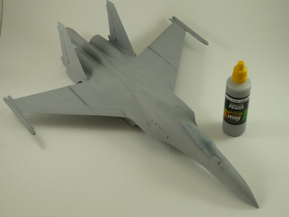 Sukhoi Su-33 scale model three tone blue camouflage painting